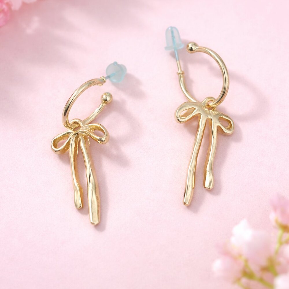❤️ FREE Bow Girly Coquette Picnic Hipster Hippie Chic Fancy Artsy Art Earrings